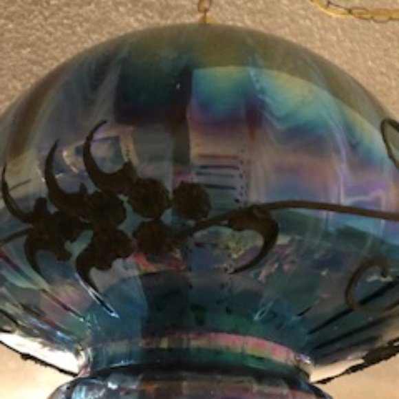 Vintage Blue Carnival Glass Lamp - Picture 7 of 11